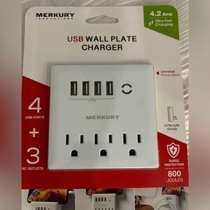 Merkury Innovations White USB Wall Plate Charger